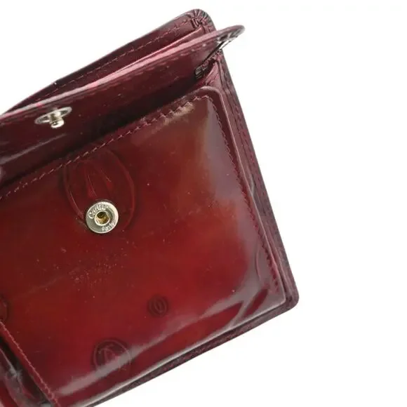 Cartier Red Double C Logo Bifold Shiny Leather Must de Wallet